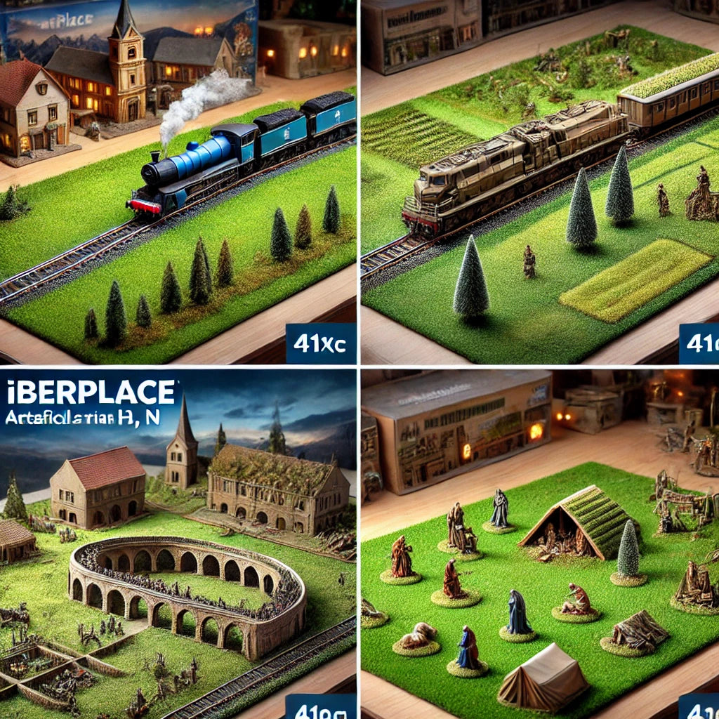 Iberplace Alfombra de Césped Artificial 41×100 cm (7 Colores) – Ideal para Maquetas, Dioramas y Belenes