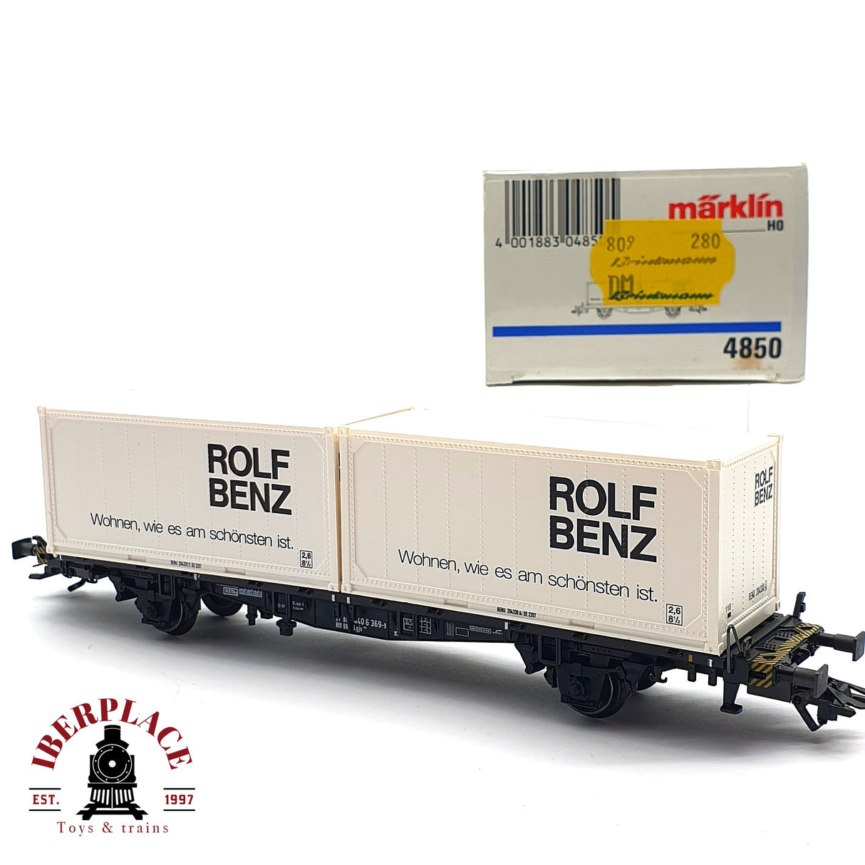 ♻️ 2da mano - Märklin 4850 vagón contenedor Rolf Benz DB H0 escala 1:87 EH010