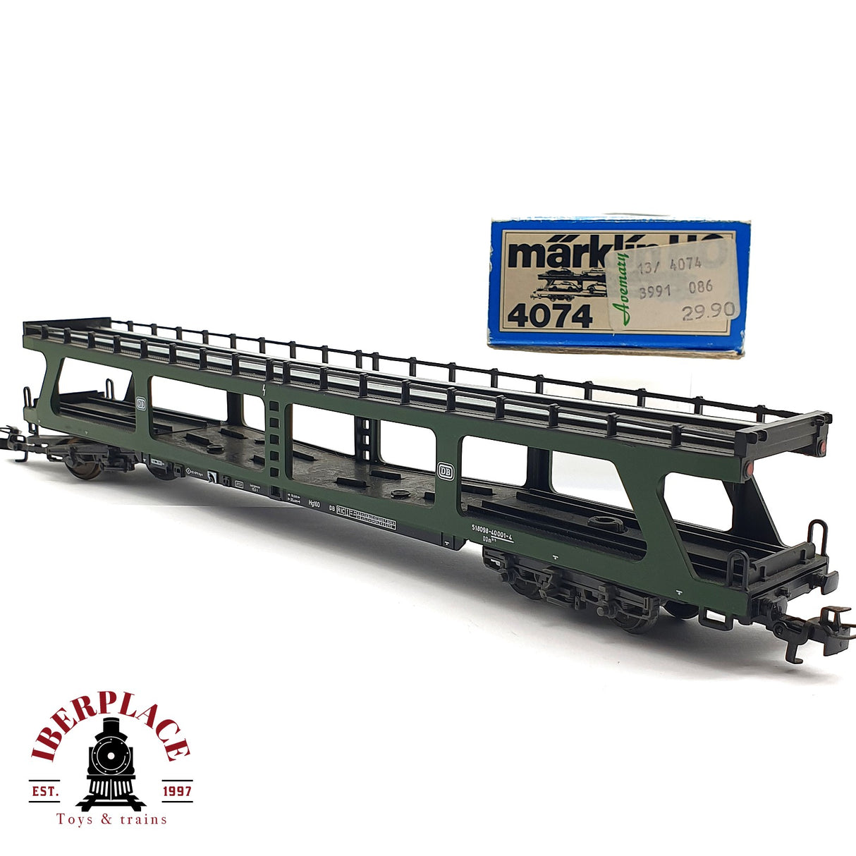 ♻️ 2da mano - Märklin 4074 vagón porta coches de dos plantas DB H0 escala 1:87 EH010