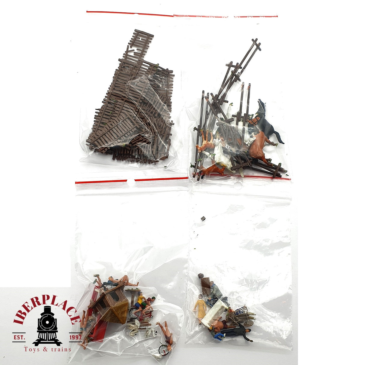 ♻️ 2da mano - Lote Figuras personas en la playa, caballos, animales H0 escala 1:87 EH010