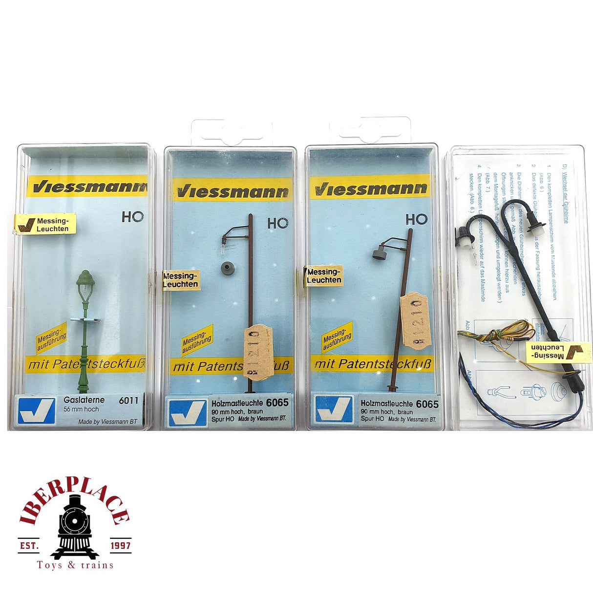 ♻️ 2da mano - Viessmann 4x farolas postes de luz H0 escala 1:87 EH09