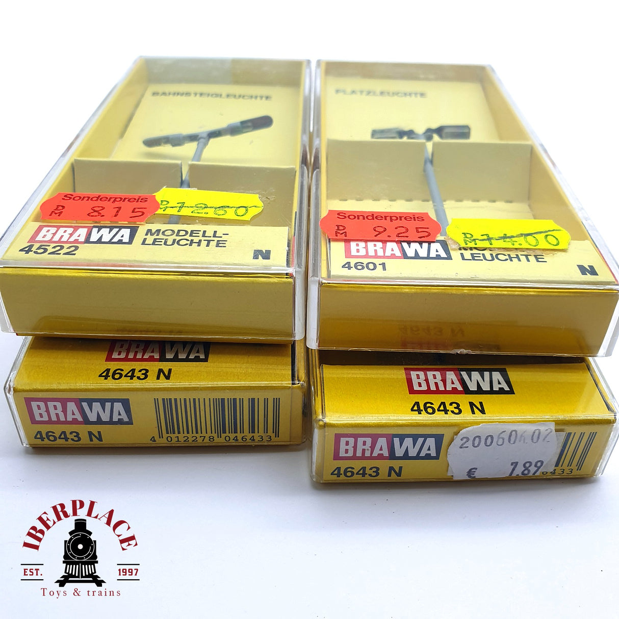 ♻️ 2da mano - Brawa 4x Postes de luz farolas N escala 1:160 EH09