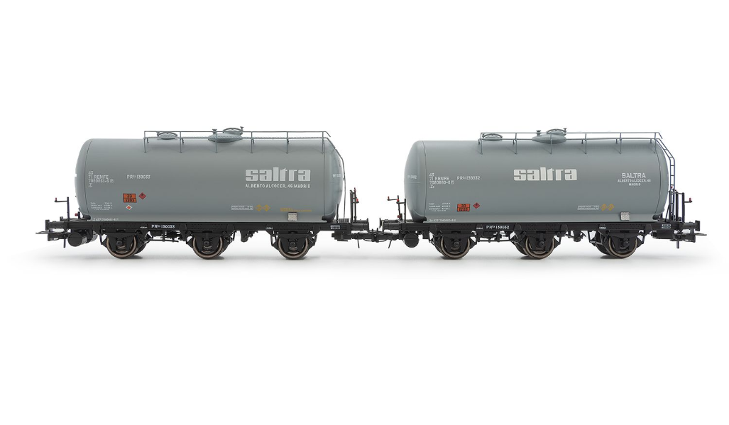 Set de 2 vagones cisterna RENFE “Saltra” de 3 ejes – Escala H0 – Electrotren HE6051 (época IV)