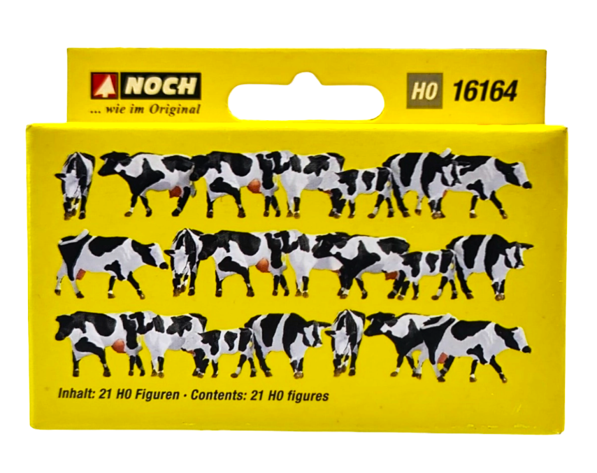 🧨 Liquidación – 1:87 Noch 16164 XL Set vacas blancas con negro H0 escala