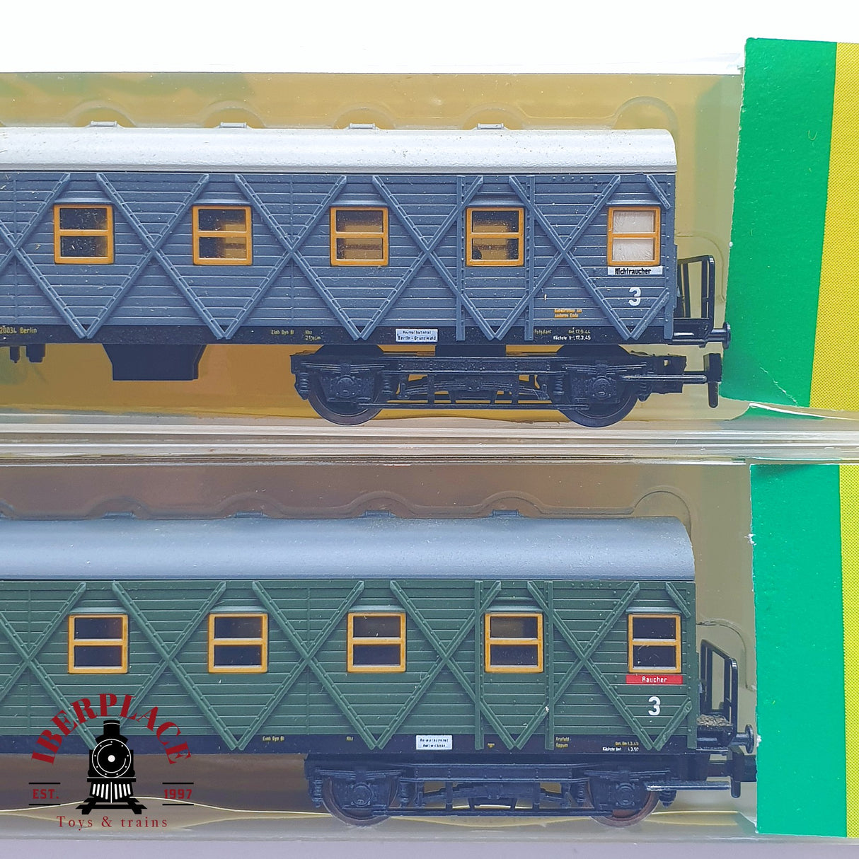 ♻️ 2 mano - Minitrix 2x vagones pasajeros DR clase 3 N escala 1:160 TEN06