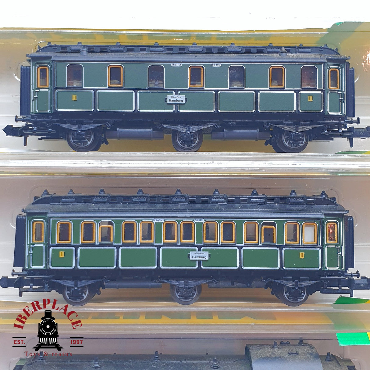 ♻️ 2 mano - Minitrix 4x vagones pasajeros K.Bay.Sts.B Hamburg N escala 1:160 TEN06