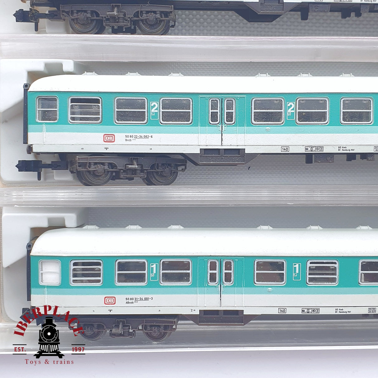 ♻️ 2 mano - Fleischmann 3x vagones pasajeros coche piloto DB clases 1-2 N escala 1:160 TEN06