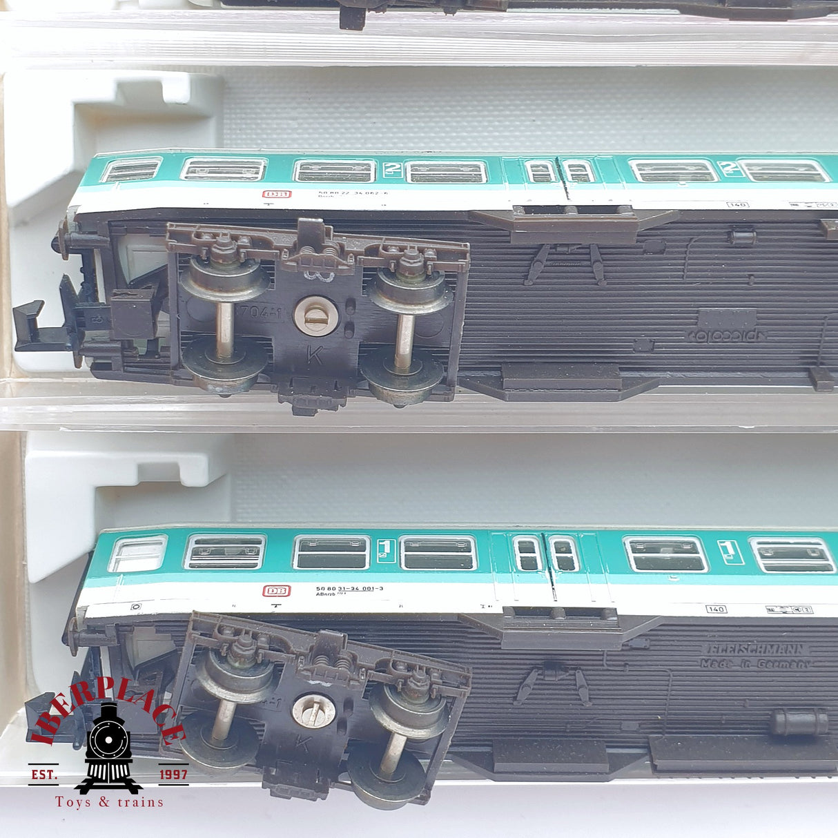 ♻️ 2 mano - Fleischmann 3x vagones pasajeros coche piloto DB clases 1-2 N escala 1:160 TEN06