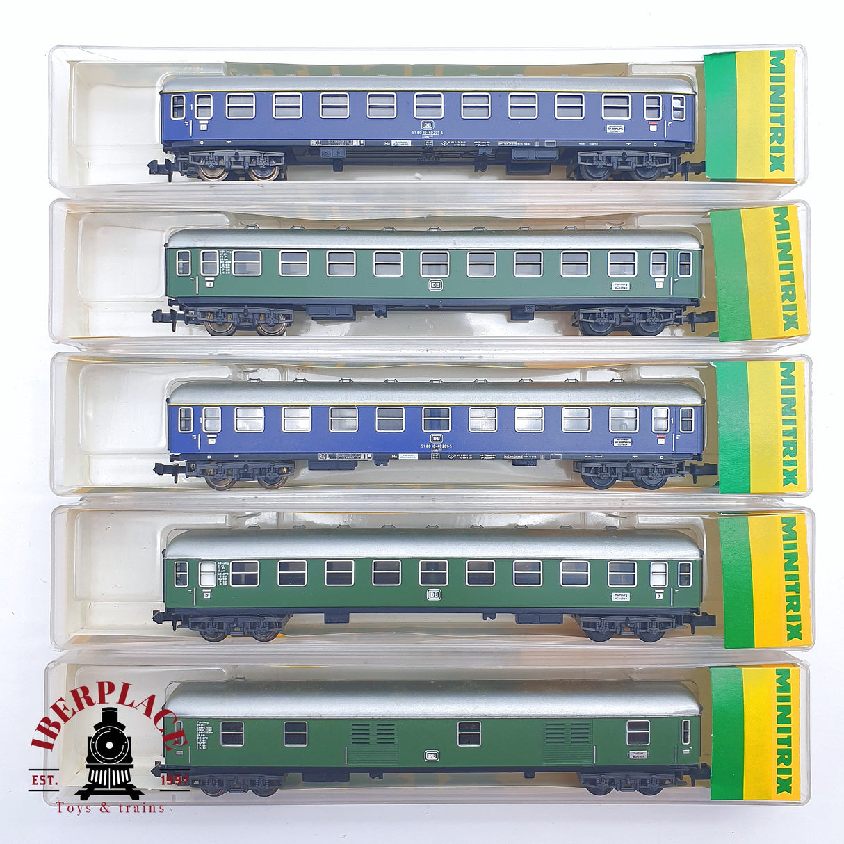 ♻️ 2 mano - Minitrix 5x vagones pasajero y equipaje clase 1-2 N escala 1:160 TEN06