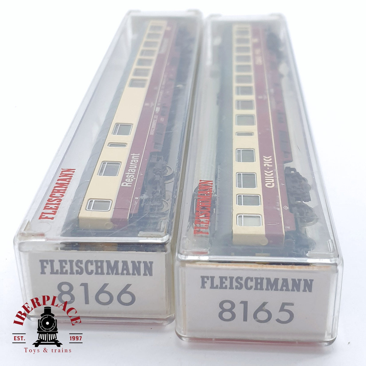 ♻️ 2 mano - Fleischmann 2x vagones pasajeros restaurante Quick Pick DB N escala 1:160 TEN06