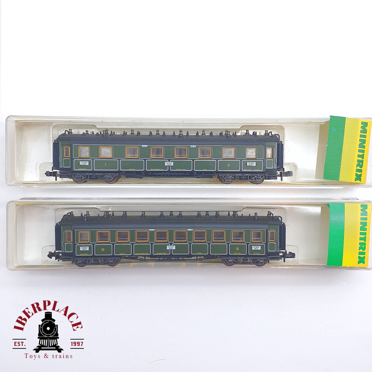 ♻️ 2 mano - Minitrix 2x vagones pasajeros K.Bay.Sts.B clases 1-2-3 N escala 1:160 TEN06