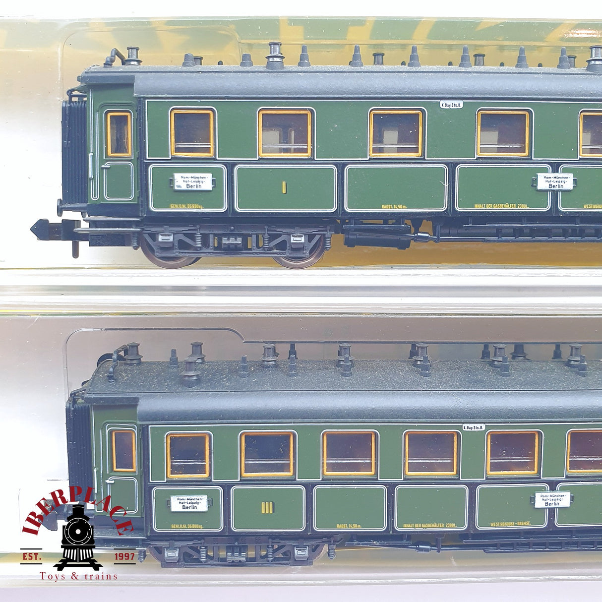 ♻️ 2 mano - Minitrix 2x vagones pasajeros K.Bay.Sts.B clases 1-2-3 N escala 1:160 TEN06