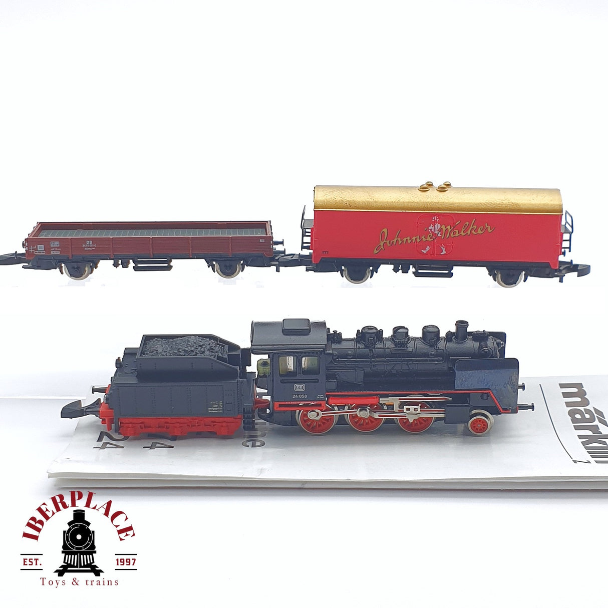 ♻️ 2 mano - Märklin 3x Locomotora BR 24 DB vagones mercancias DB Z escala 1:220 AN03