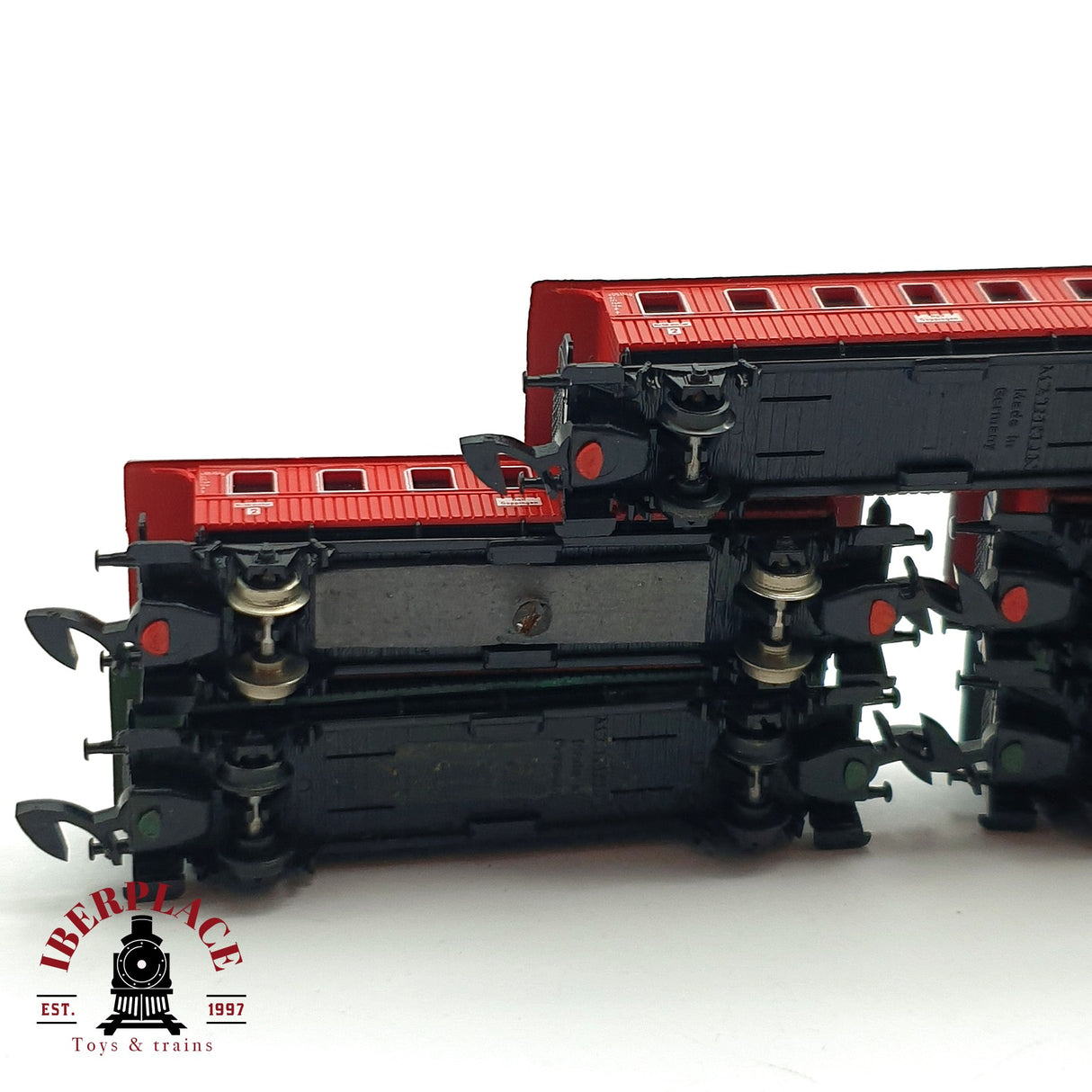 ♻️ 2 mano - Märklin 5x 8701 vagones pasajero verde y rojo Z escala 1:220 EZ07