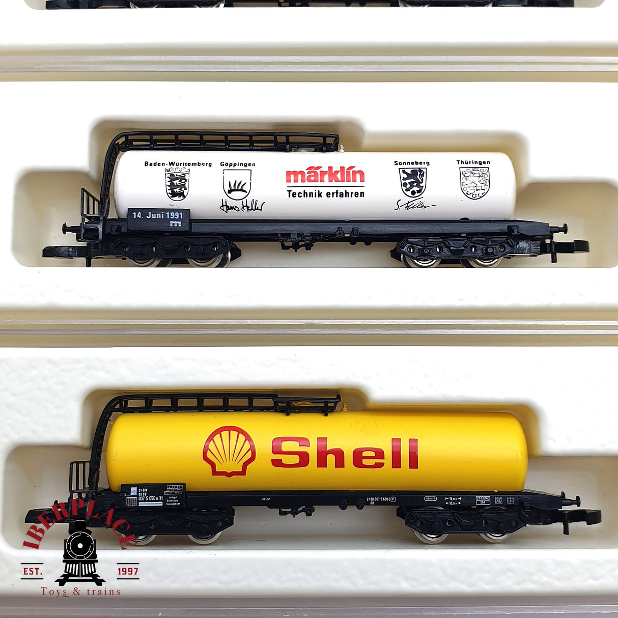 ♻️ 2 mano - Märklin 4x vagones cisterna Shell Aral Esso DB Z escala 1:220 EZ07