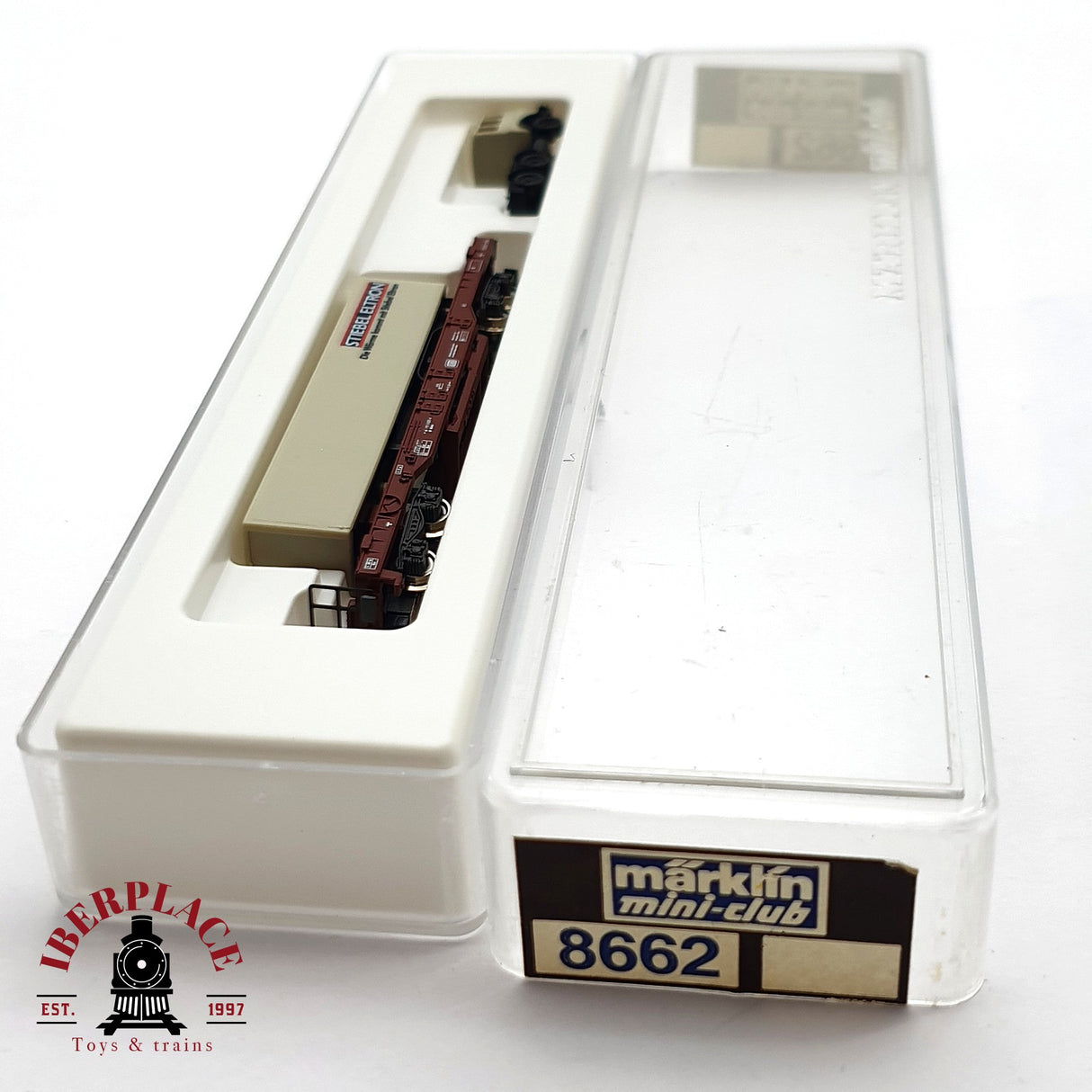 ♻️ 2 mano - Märklin 8662 vagón con contenedor Stiebel DB Z escala 1:220 EZ07