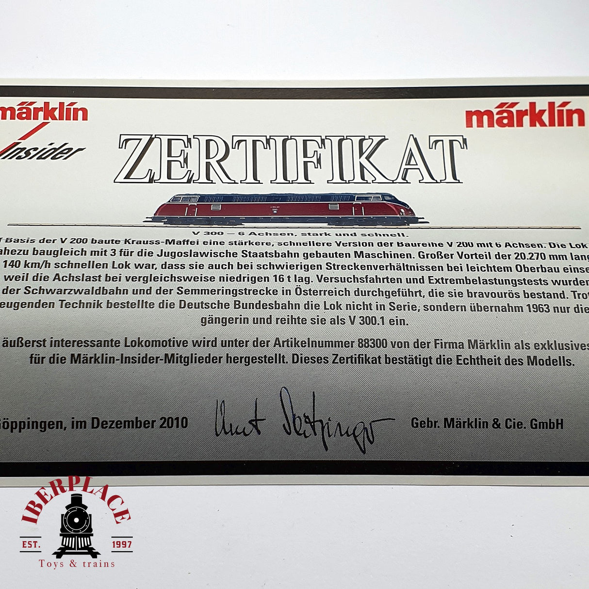 ♻️ 2 mano - Märklin 88300 Locomotora BR V300 DB Z escala 1:220 EZ07