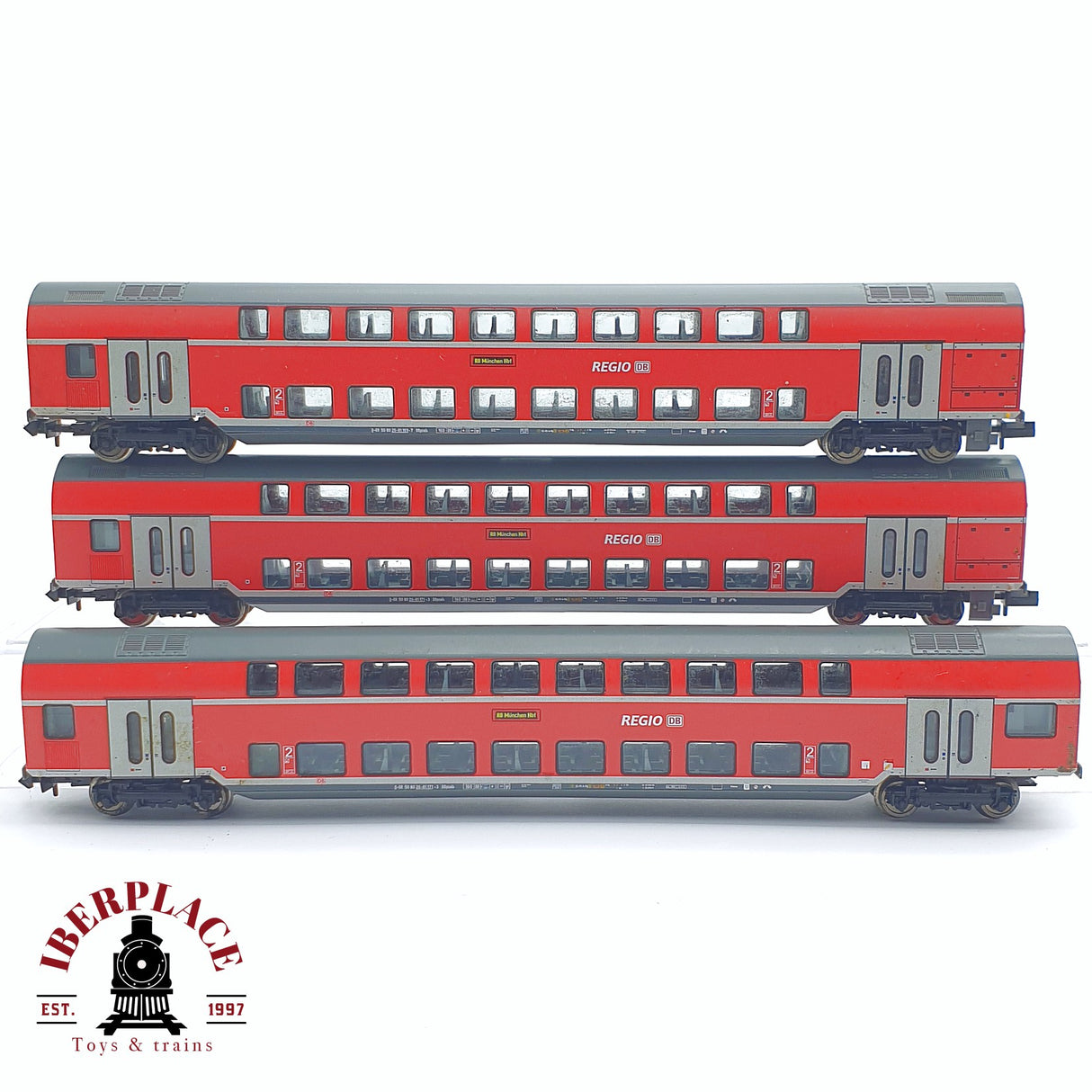♻️ 2 mano - 3x Fleischmann vagones de doble piso Regio DB N escala 1:160 AN03