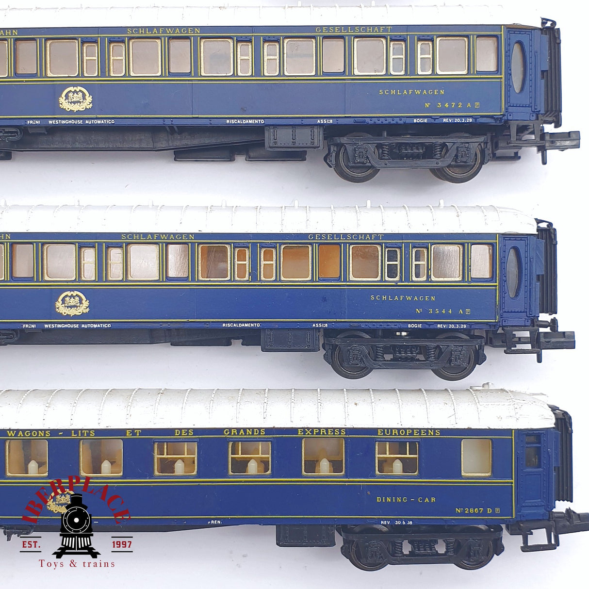 ♻️ 2 mano - Arnold 5x vagones pasajero equipaje, cama, restaurante CIWL N escala 1:160 AN03