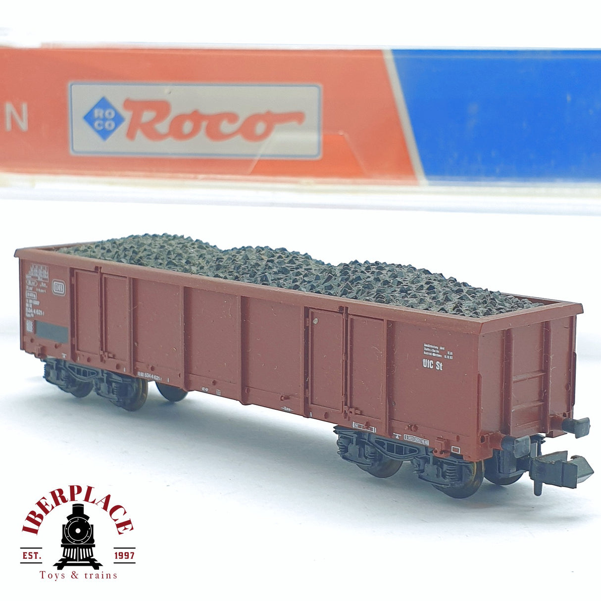 ♻️ 2 mano - Roco 25335 vagón abierto con carbón DB N escala 1:160 AN03