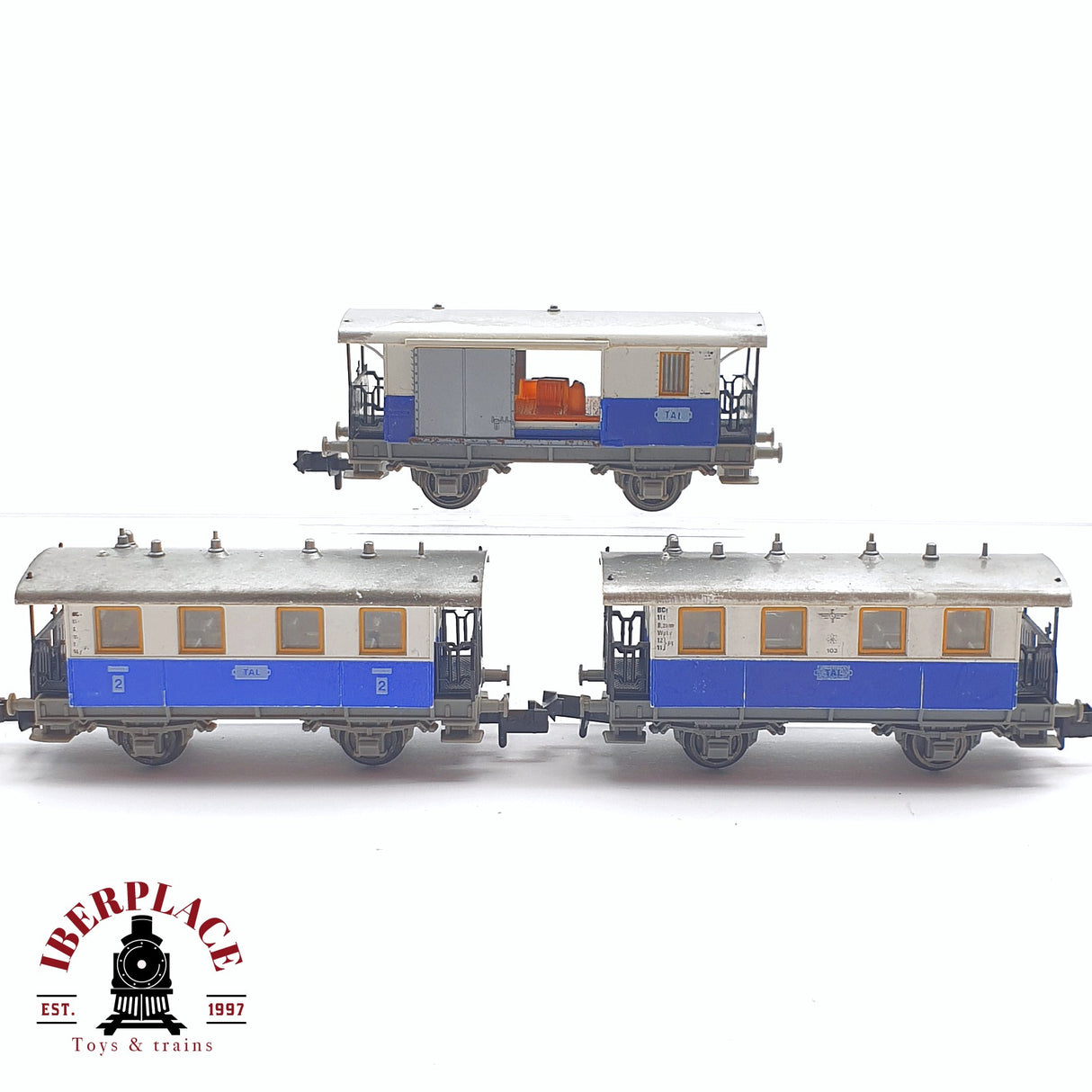 ♻️ 2 mano - 3x Fleischmann vagones pasajero y equipaje TAL N escala 1:160 AN03