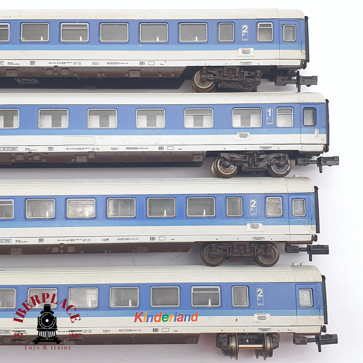 ♻️ 2 mano - 4x Fleischmann vagones pasajero DB Kinderland N escala 1:160 AN03