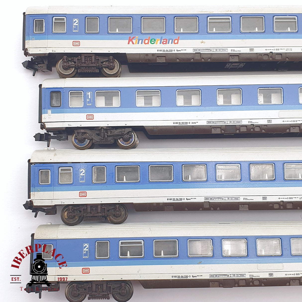 ♻️ 2 mano - 4x Fleischmann vagones pasajero DB Kinderland N escala 1:160 AN03