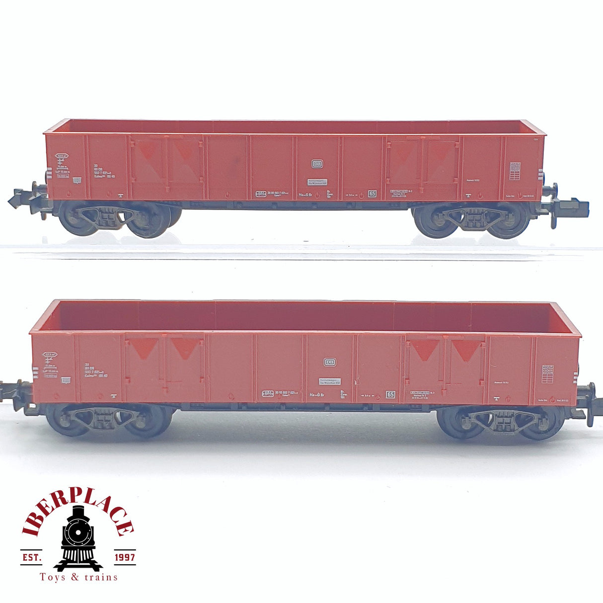 ♻️ 2 mano - Fleischmann 2x vagones abiertos de borde alto DB N escala 1:160 AN03