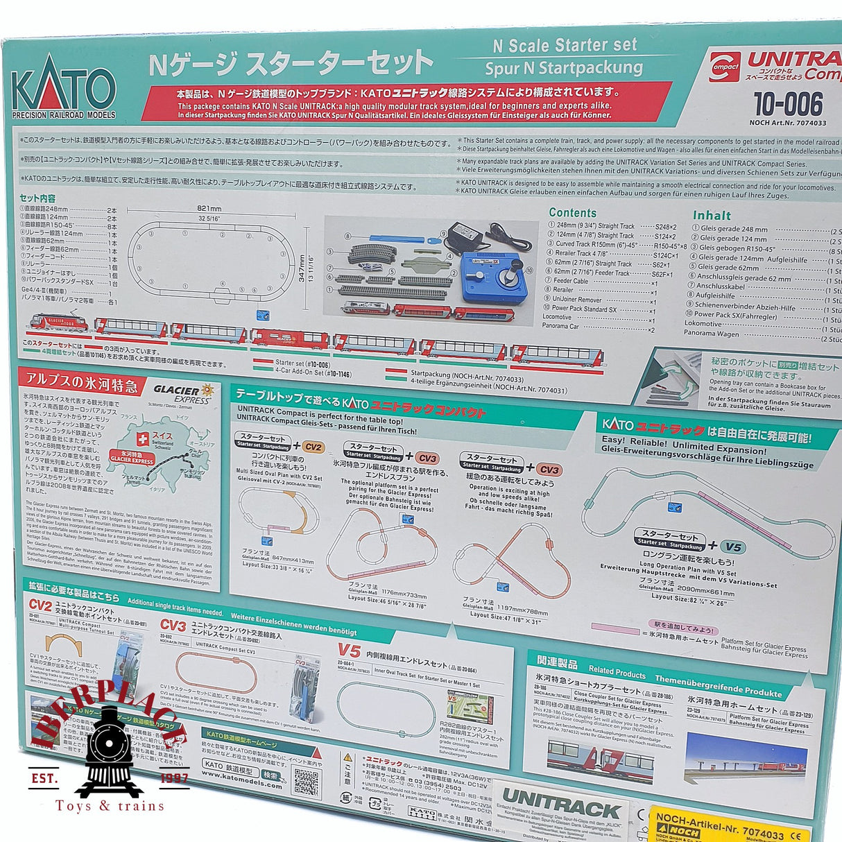 ♻️ 2 mano - Kato 10-006 set de inicio Locomotora Glacier on tour N escala 1:160 AN03