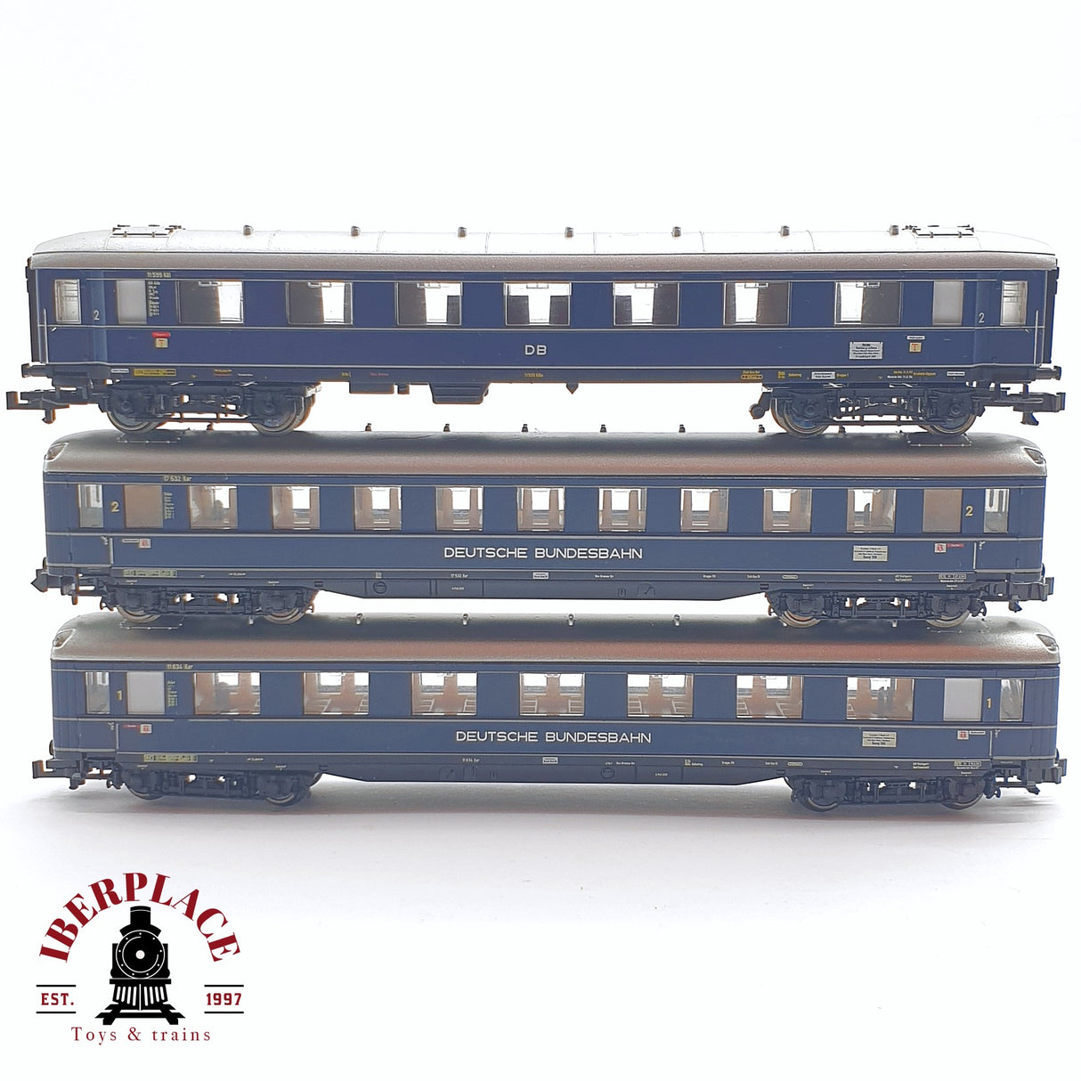 ♻️ 2 mano - Minitrix 3x vagones pasajero DB clases 1-2 N escala 1:160 AN03