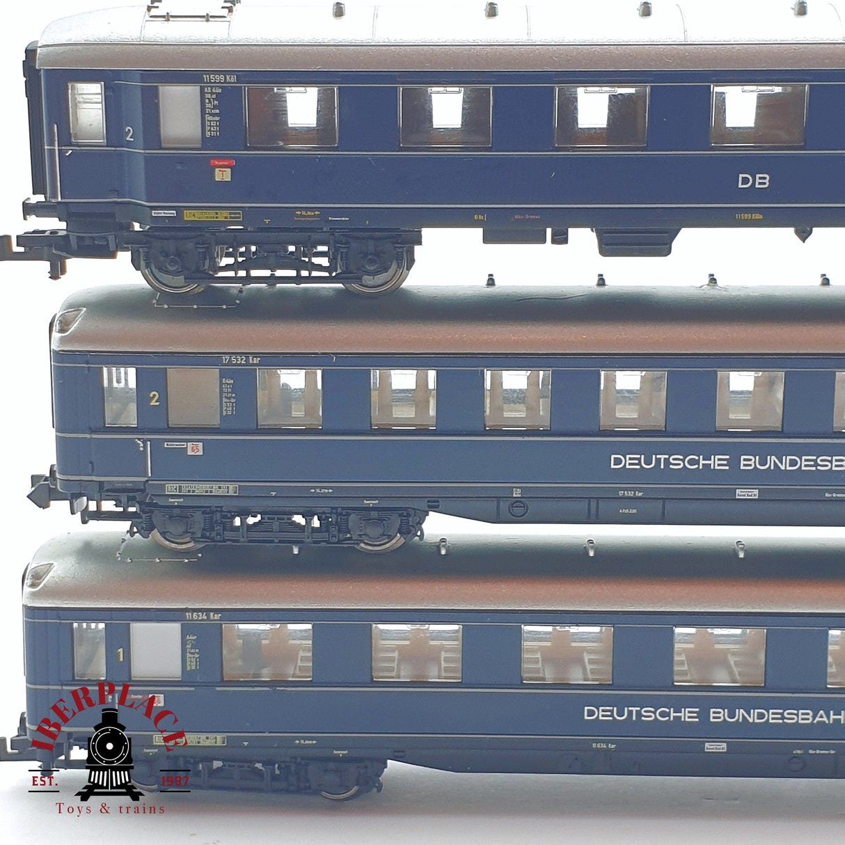 ♻️ 2 mano - Minitrix 3x vagones pasajero DB clases 1-2 N escala 1:160 AN03