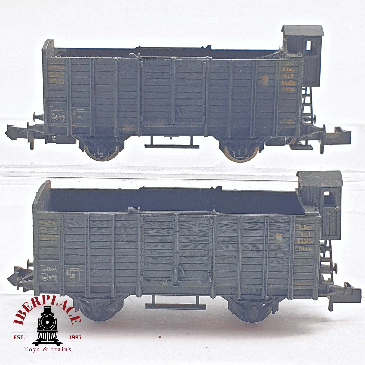 ♻️ 2 mano - Minitrix 2x vagones con garita K.Bay.Sts.B N escala 1:160 AN03