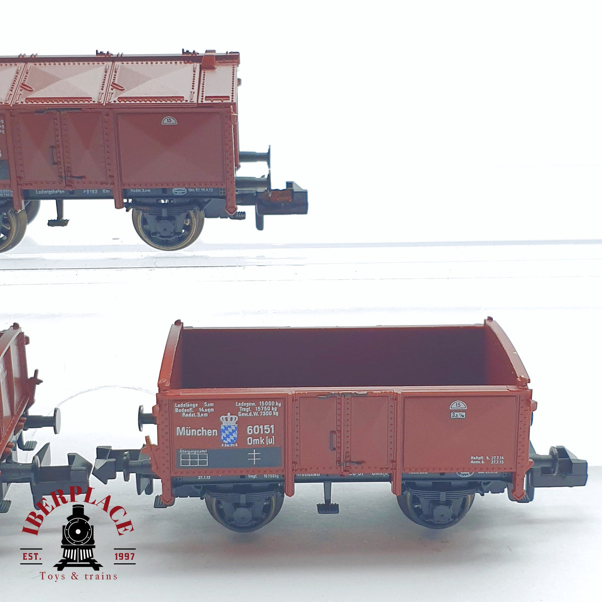 ♻️ 2 mano - Fleischmann 3x vagones abiertos K.Bay.Sts.B N escala 1:160 AN03