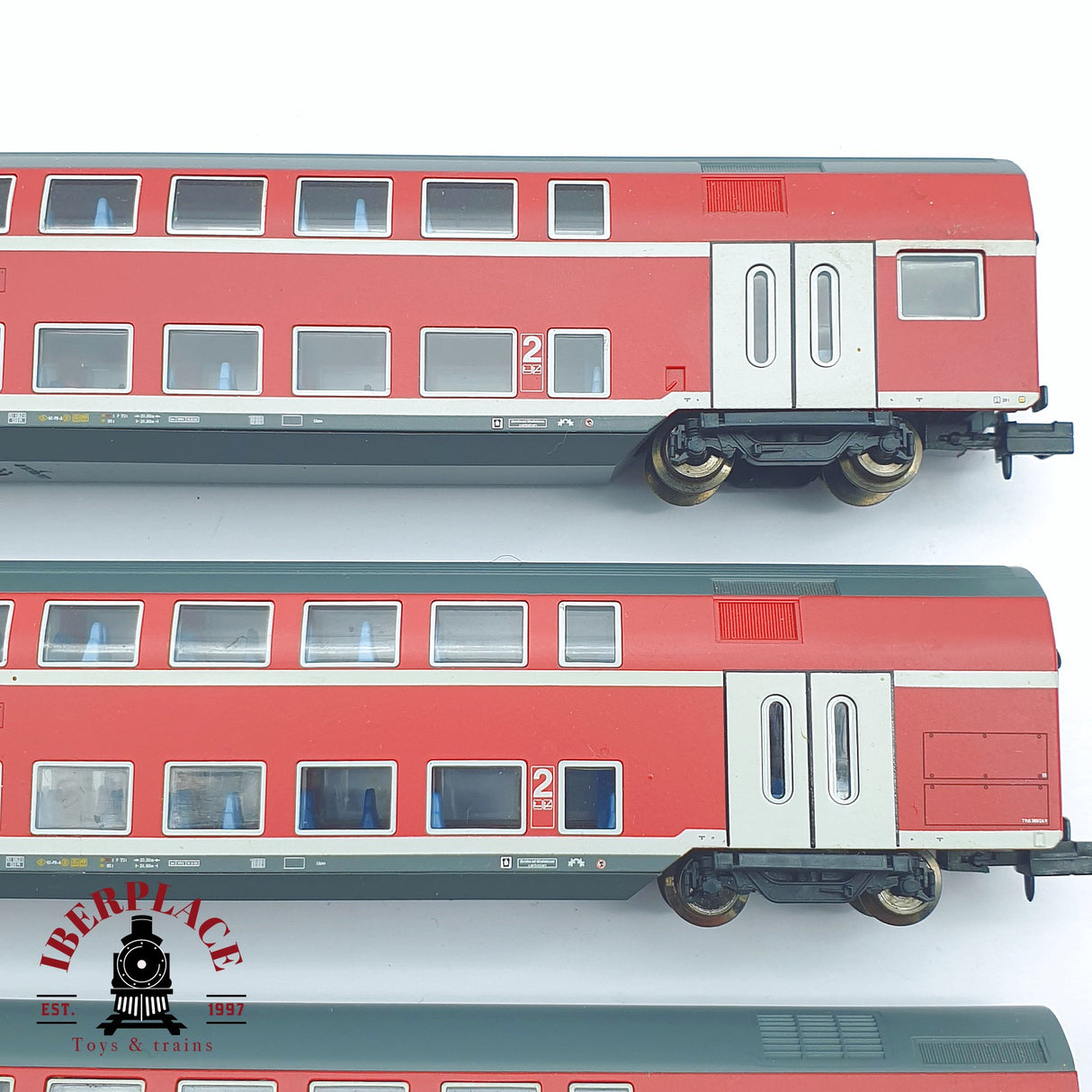 ♻️ 2 mano - Minitrix 4x vagones pasajero de doble piso RE1 DB clase 1-2 N escala 1:160 TEN06