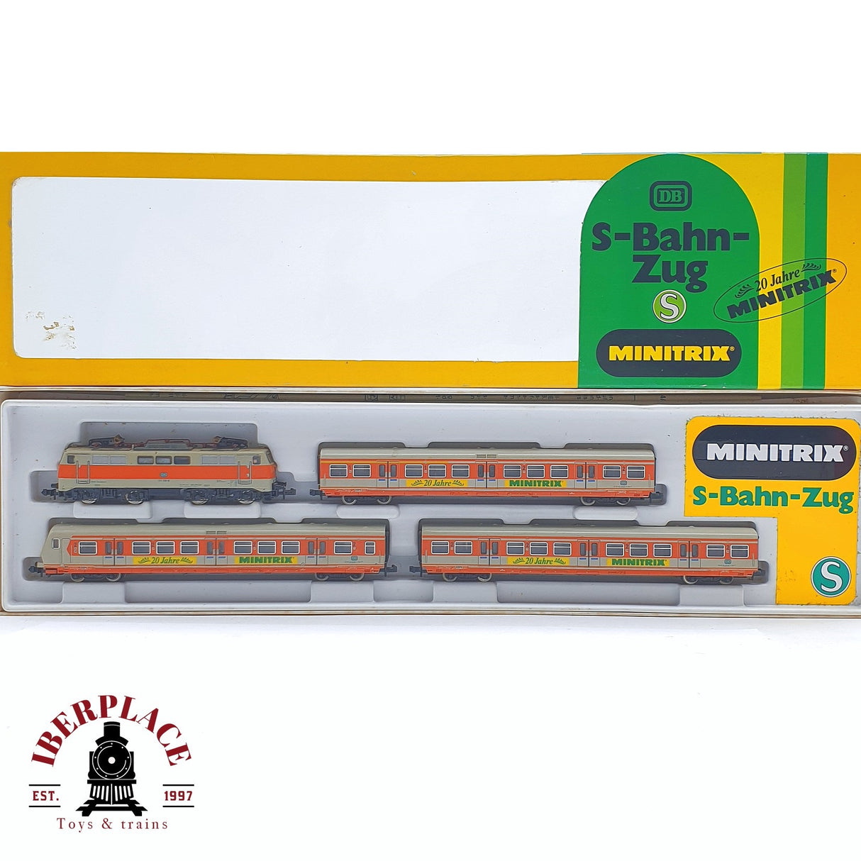 ♻️ 2 mano - Minitrix 51 1027 20 Set Locomotora BR 111 DB 20 Jahre N escala 1:160 TEN06