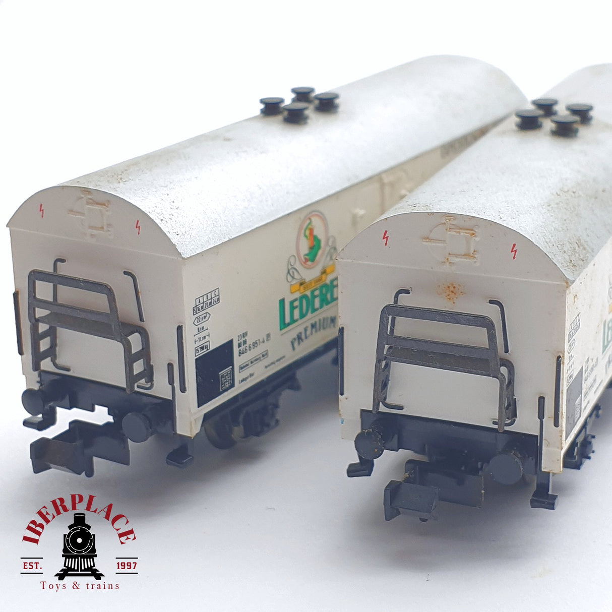 ♻️ 2 mano - Minitrix 13917K vagones cerveceros Lederer DB N escala 1:160 TEN06