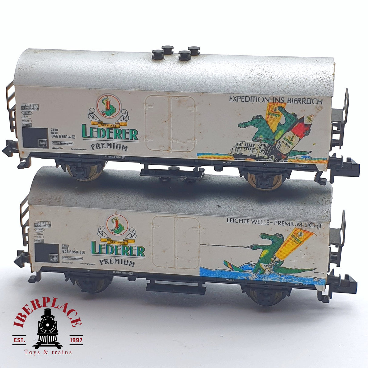 ♻️ 2 mano - Minitrix 13917K vagones cerveceros Lederer DB N escala 1:160 TEN06