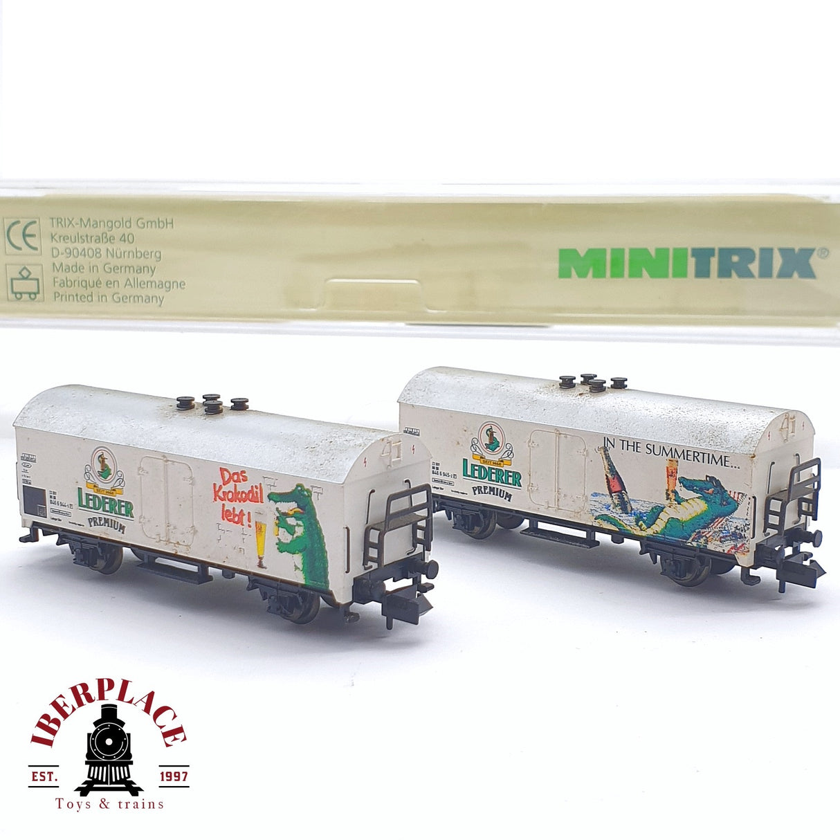 ♻️ 2 mano - Minitrix 13913K vagones cerveceros Lederer DB N escala 1:160 TEN06