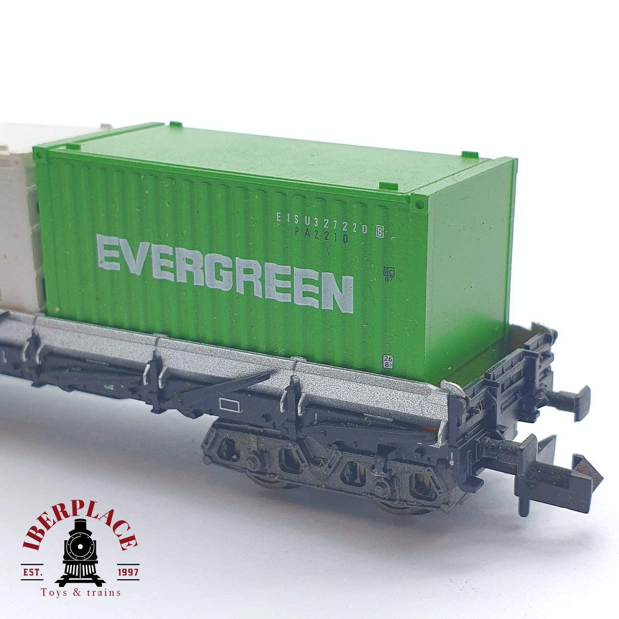 ♻️ 2 mano - Fleischmann 8250K vagón estacas con contenedores evergreen DB N escala 1:160 TEN06