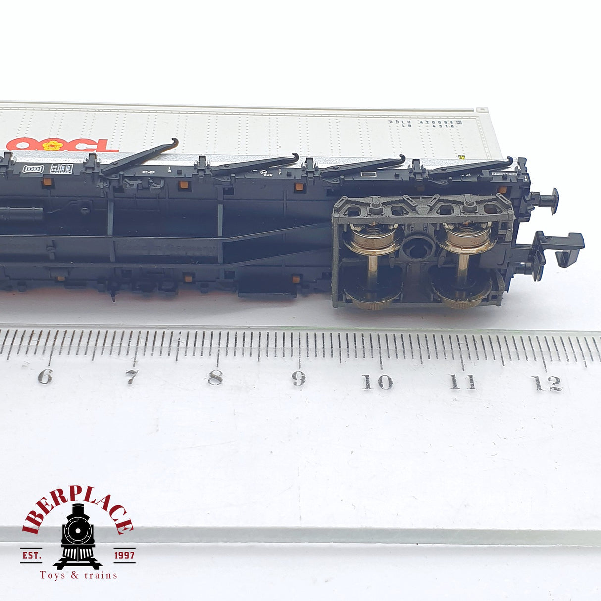 ♻️ 2 mano - Fleischmann 8250K vagón estacas con contenedores evergreen DB N escala 1:160 TEN06