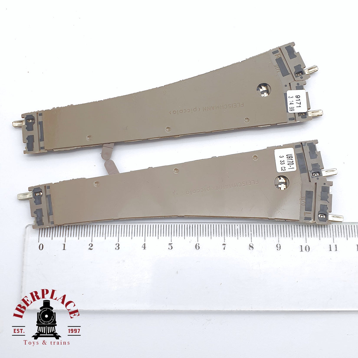 ♻️ 2 mano - 2x Fleischmann 9170 9171 desvíos R y L N escala 1:160 TEN06