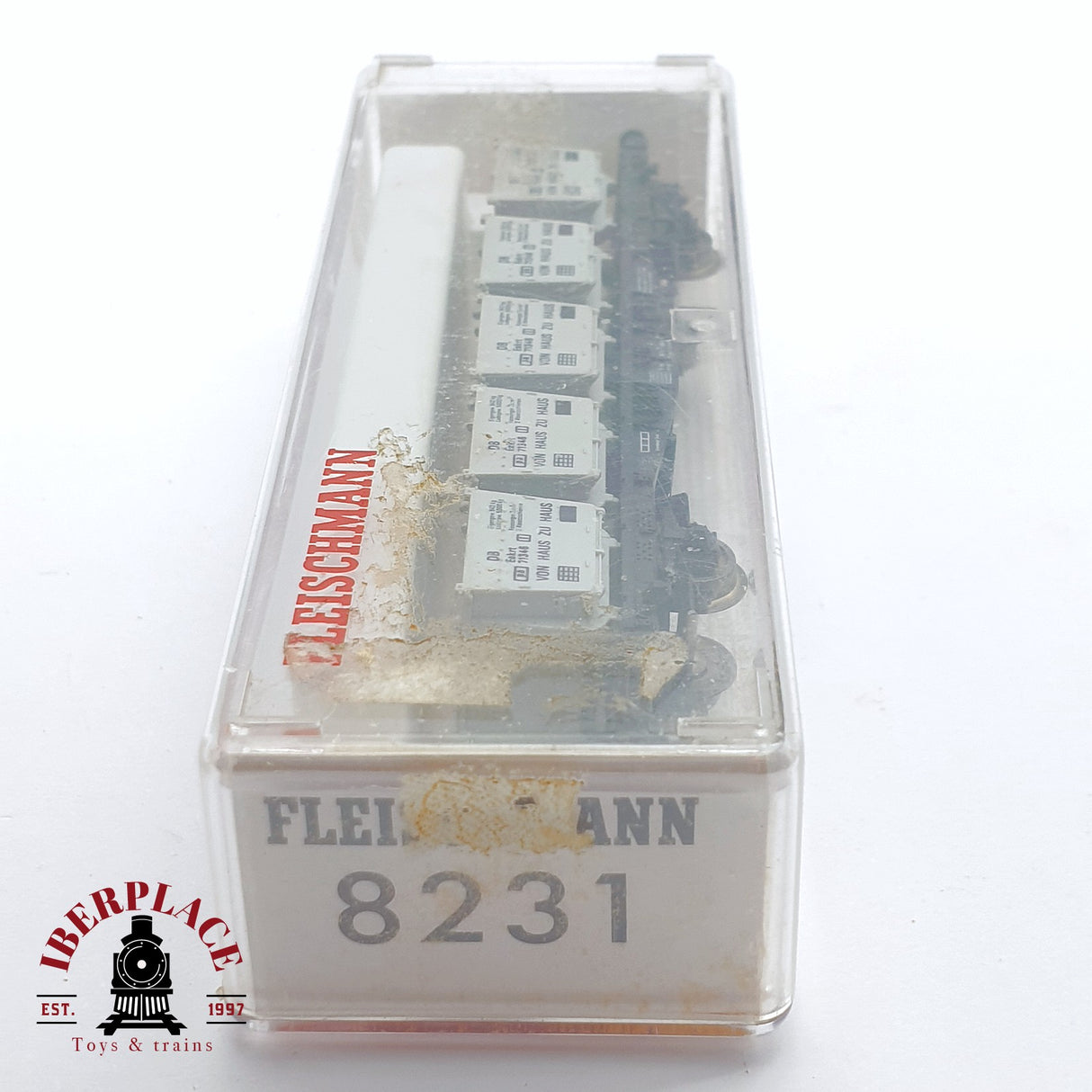 ♻️ 2 mano - Fleischmann 8231 vagón portacontenedores DB N escala 1:160 TEN06