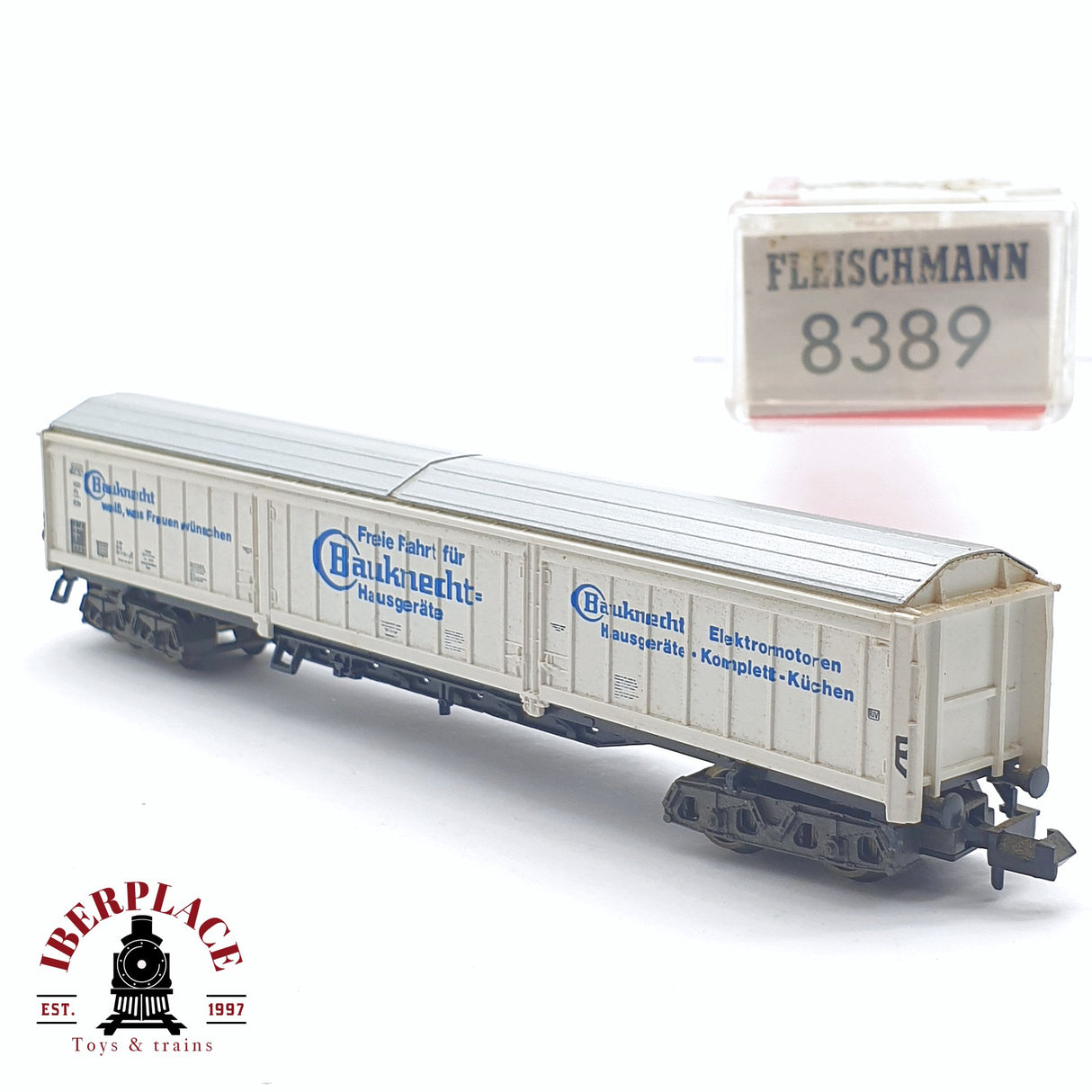 ♻️ 2 mano - Fleischmann 8389 vagón mercancías Bauknecht DB N escala 1:160 TEN06