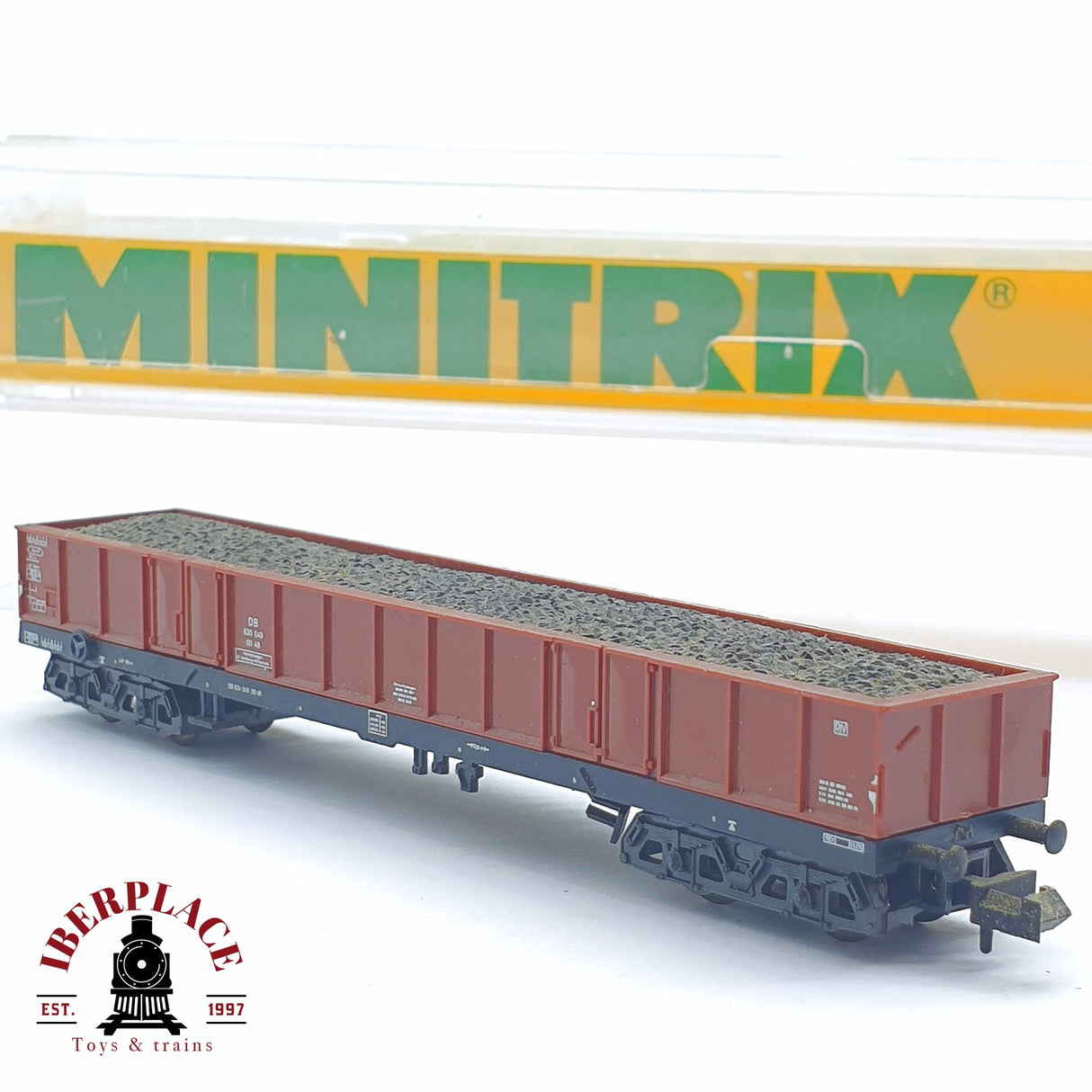 ♻️ 2 mano - Minitrix 51 3505 00 vagón de bordes con carbón DB N escala 1:160 TEN06