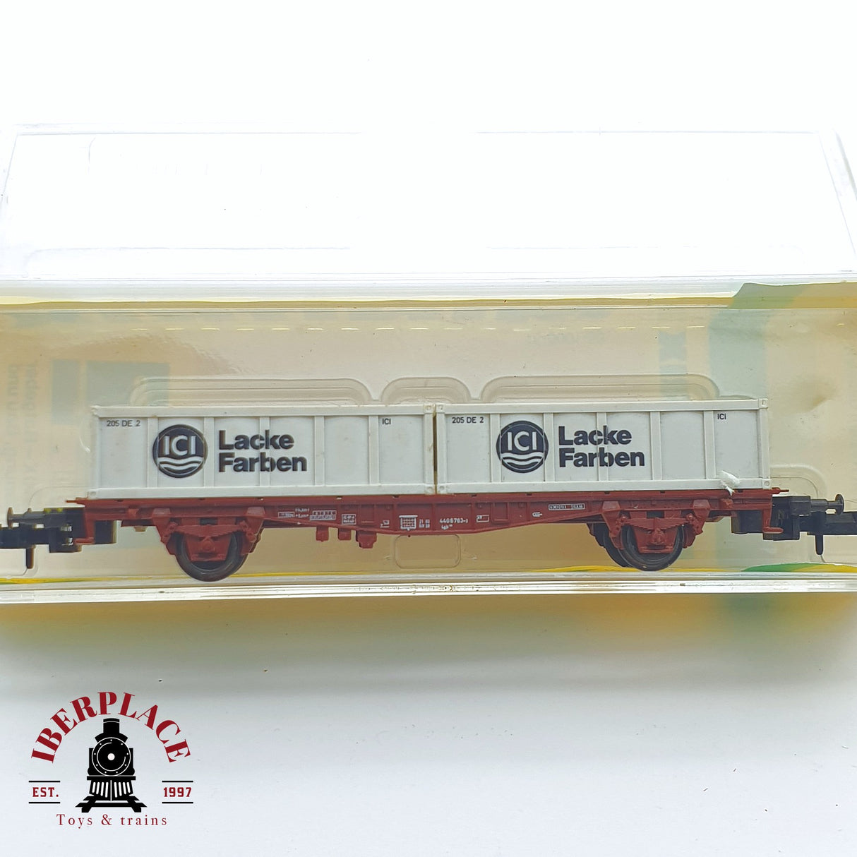 ♻️ 2 mano - Minitrix 13595 vagón contenedores lacke Farben DB N escala 1:160 TEN06