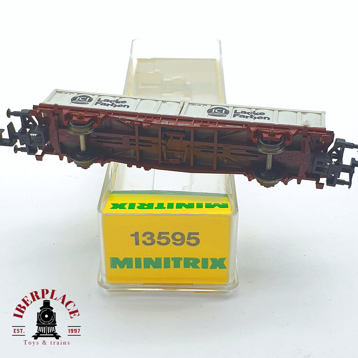 ♻️ 2 mano - Minitrix 13595 vagón contenedores lacke Farben DB N escala 1:160 TEN06