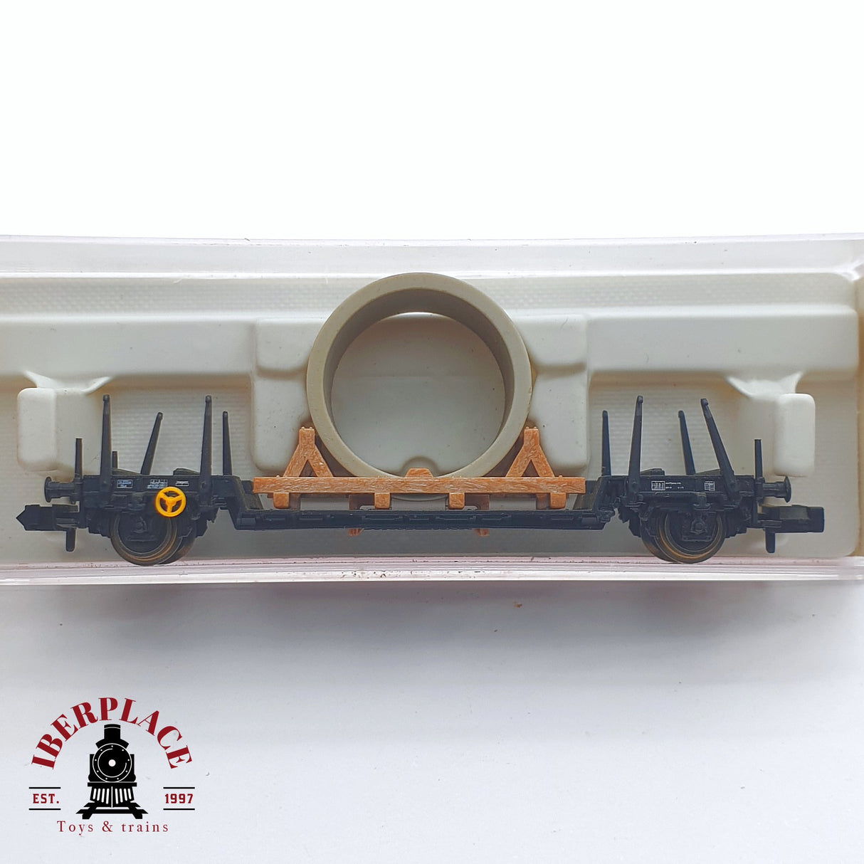 ♻️ 2 mano - Fleischmann 8217 vagón plataforma con carga DB N escala 1:160 TEN06