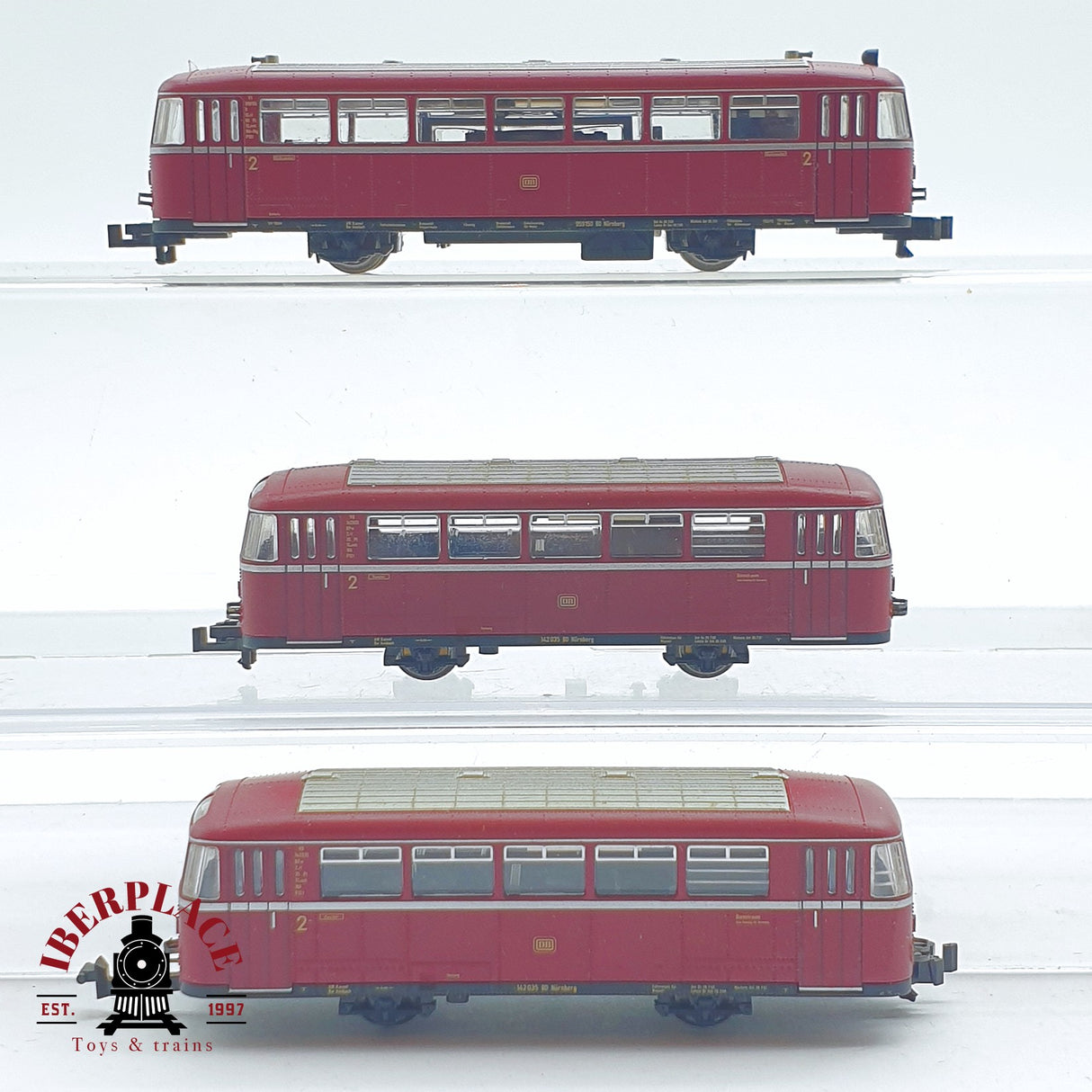 ♻️ 2 mano - Fleischmann 3x Ferrobus con remolques DB N escala 1:160 TEN06