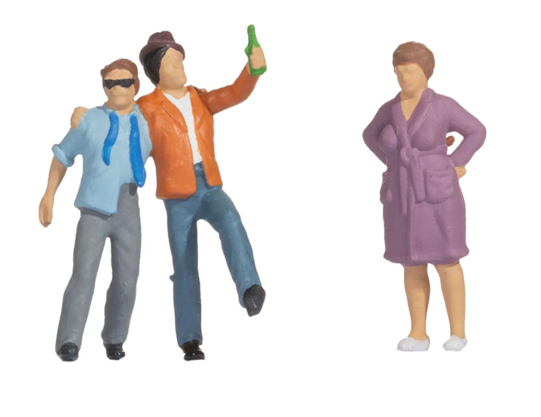 🆕 Noch - 16606 - Figuras "Compañeros de Juerga" con Carretilla - Escala H0 1:87