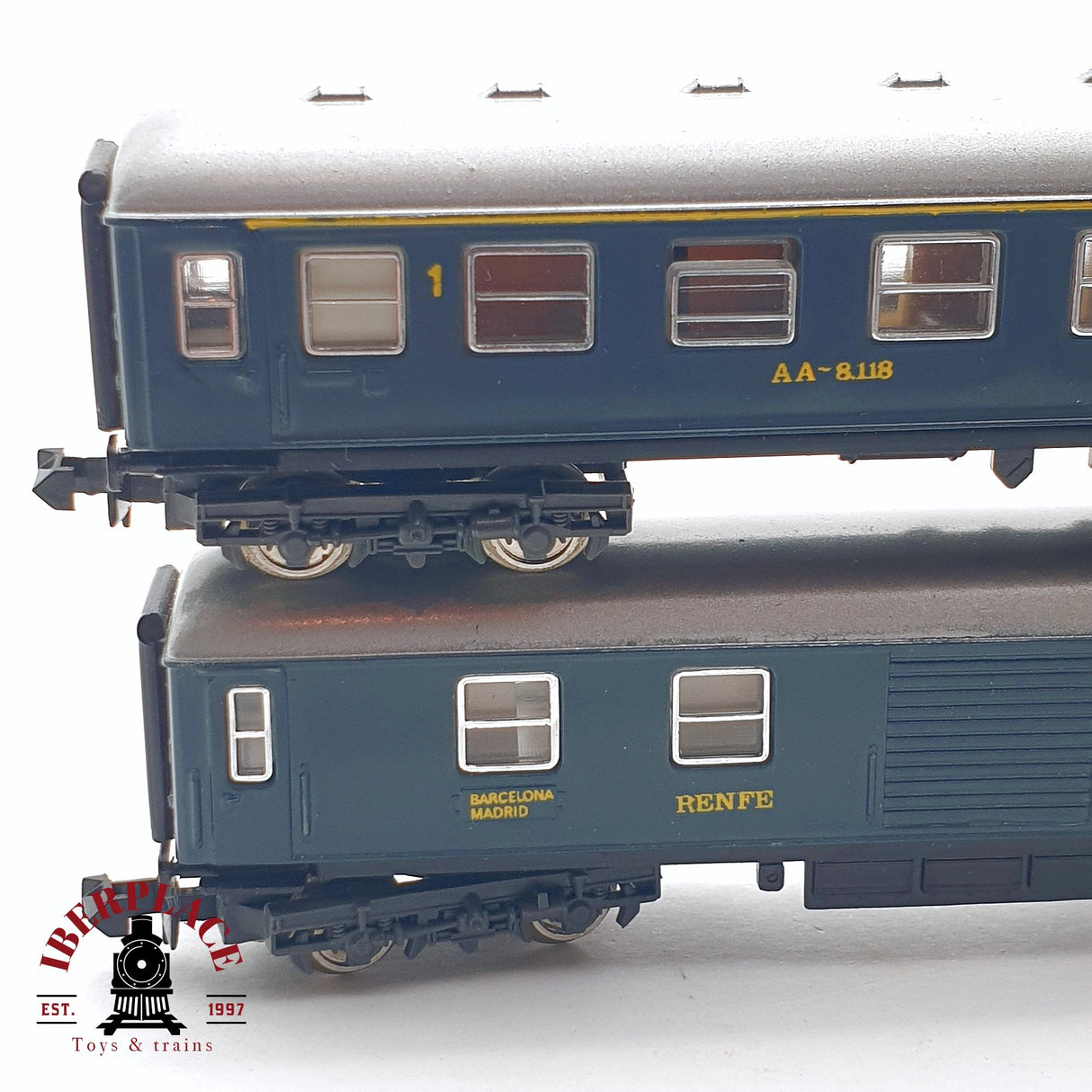 ♻️ 2da mano - IBERTREN 3x vagones pasajero AA-8118 Barcelona Madrid RENFE N escala 1:160